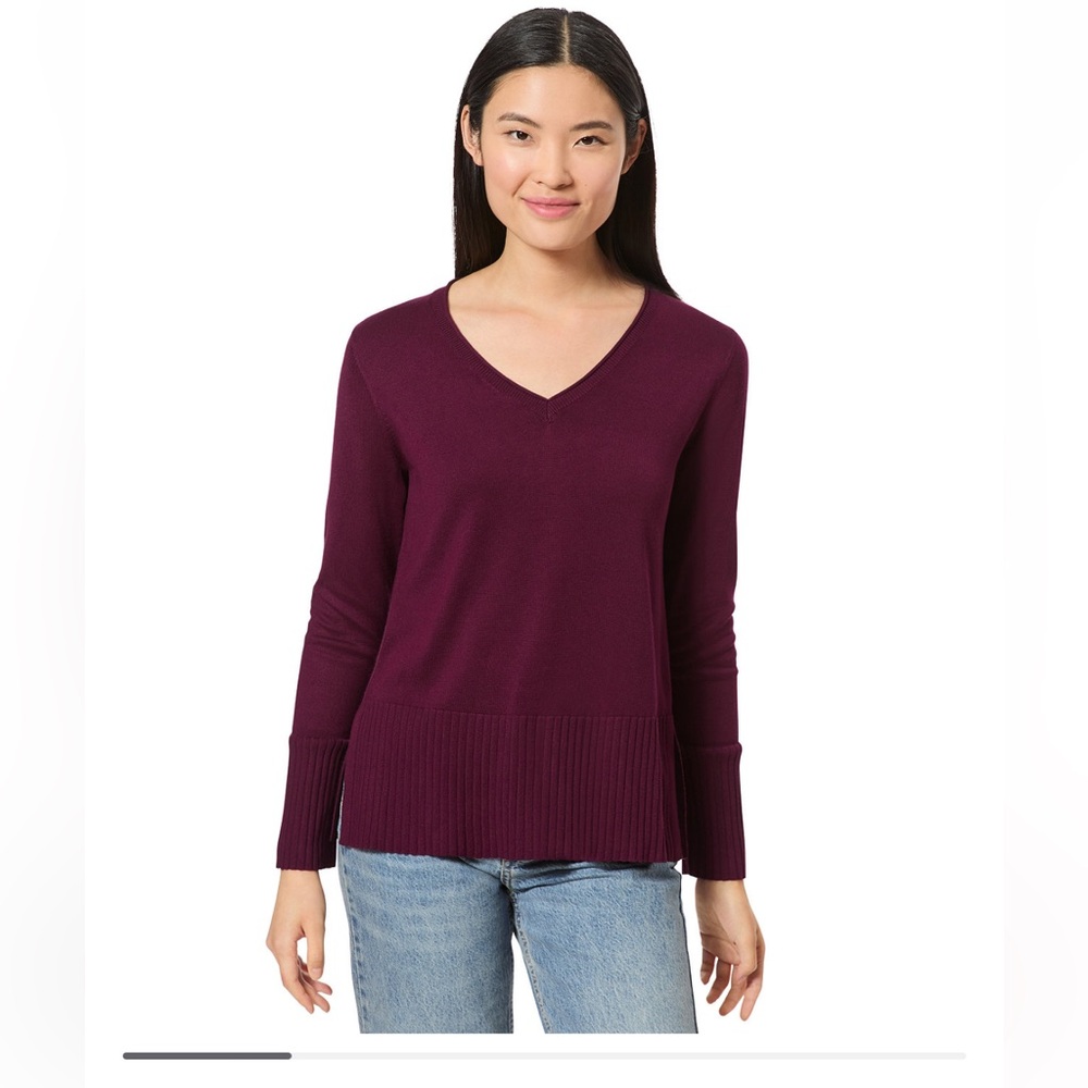 NWT - Melissa Paige Women's V-Neck Wide-Hem Wide-Cuff Sweater